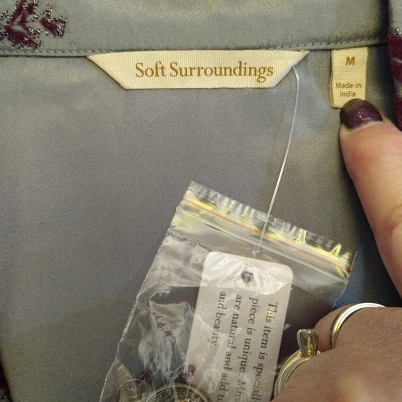 NWT Grandeur Jacket, Soft Surroundings, Gray with Mauve Flower pattern - Size M - Picture 7 of 15